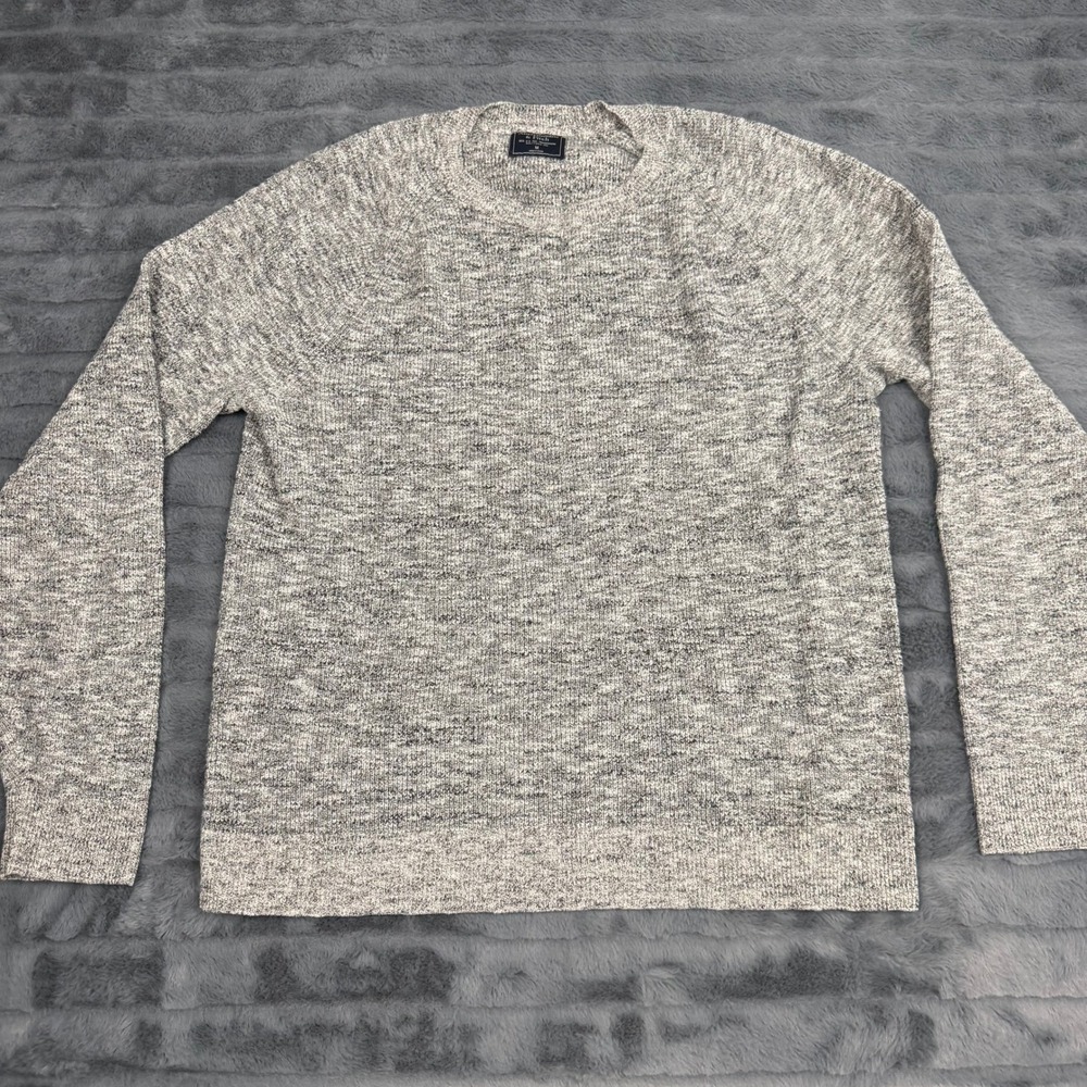Abercrombie & Fitch Mens Gray White Marled Knit Cotton Crew Neck Sweater M